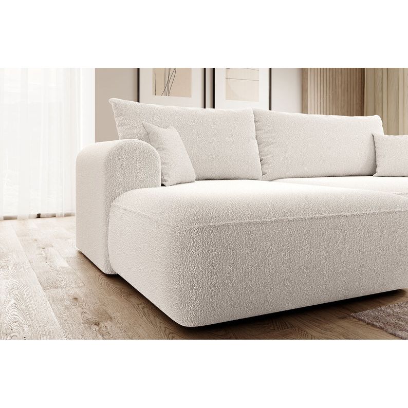 OVO Corner Sofa Bed, Left, Cream Boucle