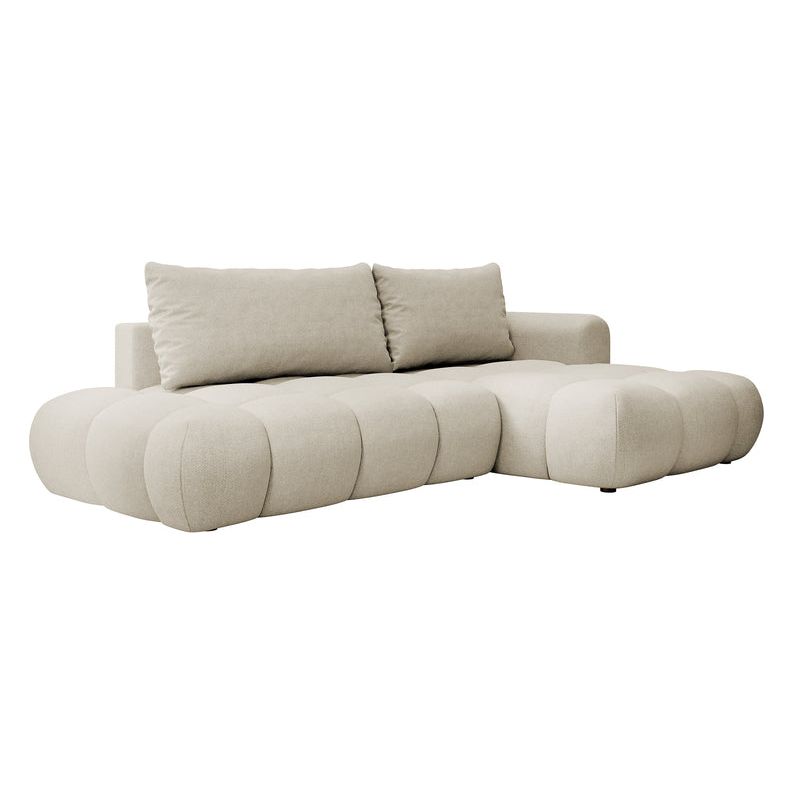 Kampinė sofa lova OMBO, dešinė, pilkai smėlinė