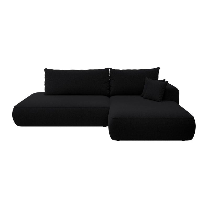 Kampinė sofa lova FOGA, dešinė pusė, juoda spalva