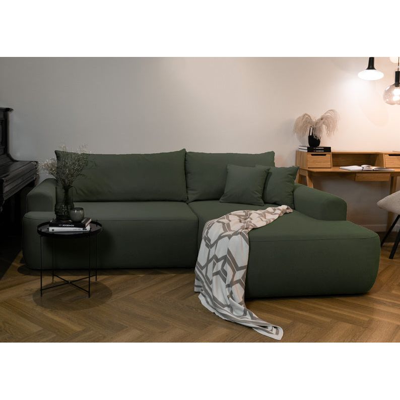 OVO corner sofa bed, right, olive velvet