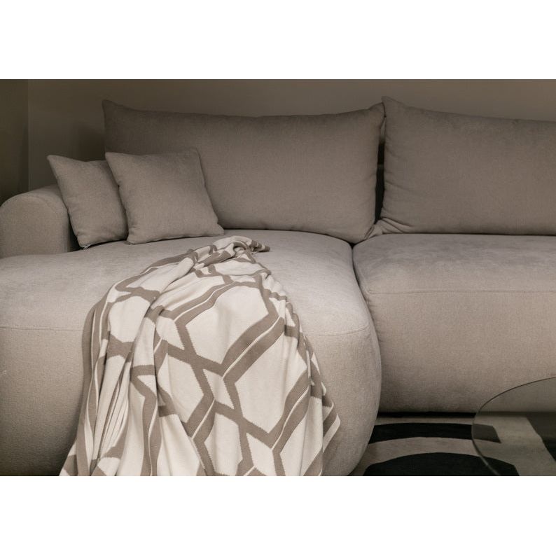 Kampinė sofa lova  FOGA, kairė pusė, šviesi smėlio spalva