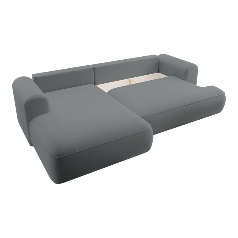 Kampinė sofa lova OVO, kairė, tamsiai pilkas aksomas