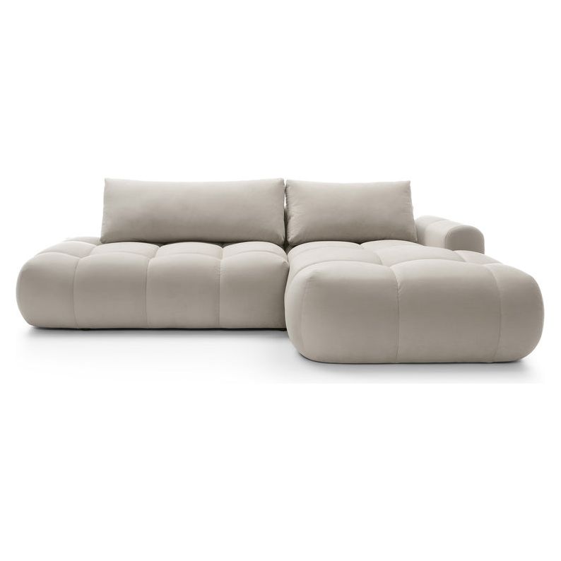 Kampinė sofa lova OMBO, dešinė, pilkai smėlio aksomas