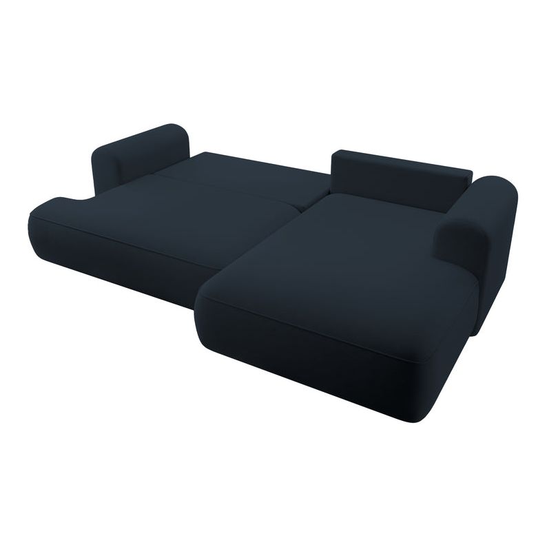 Kampinė sofa lova OVO, dešinė, mėlynas aksomas