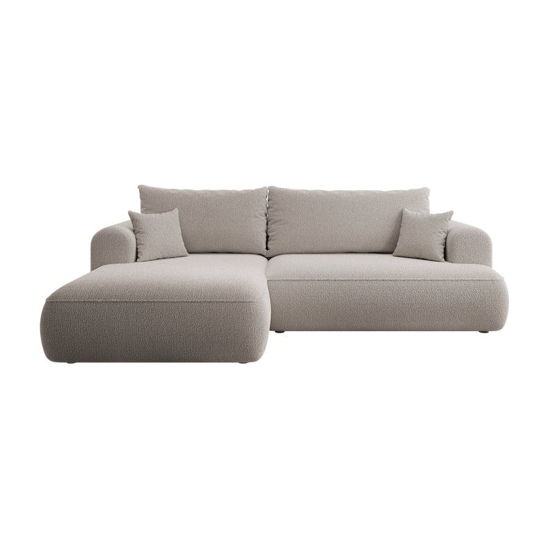 OVO corner sofa bed, left, dark beige boucle