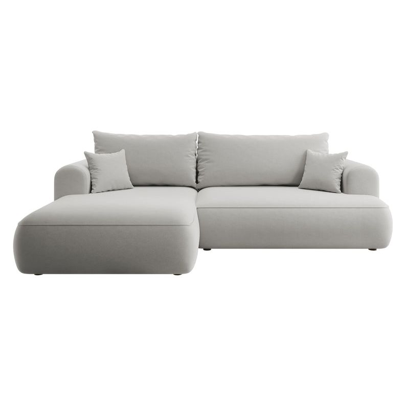 Kampinė sofa lova OVO, kairė, pilkas aksomas