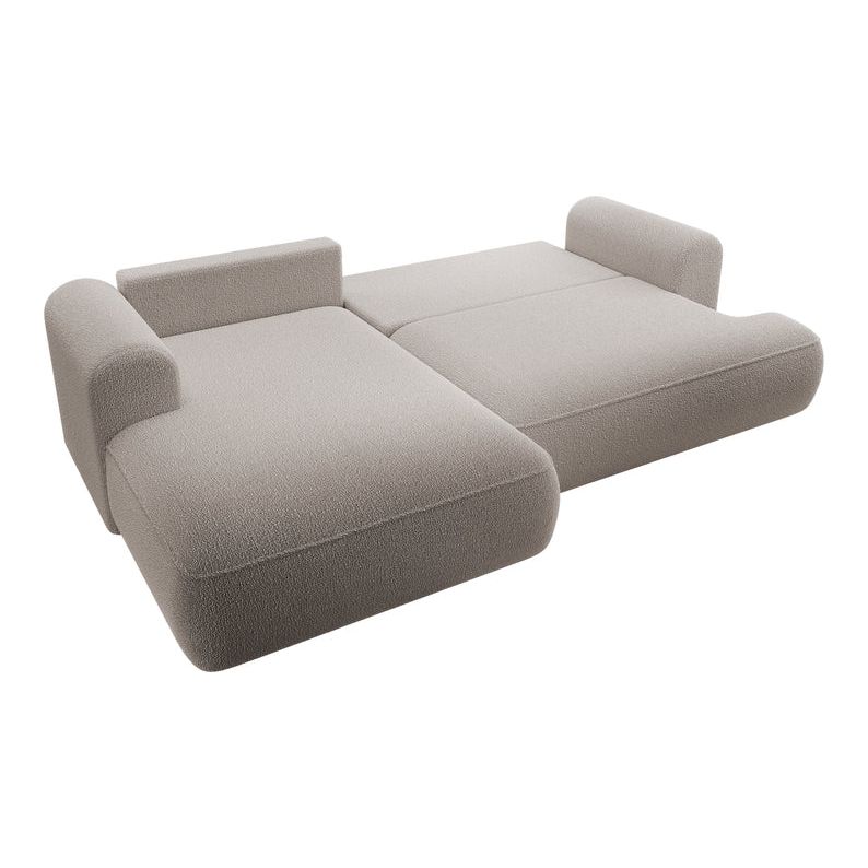 OVO corner sofa bed, left, dark beige boucle