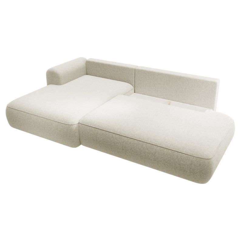 Kampinė sofa lova  FOGA, kairė pusė, šviesi smėlio spalva