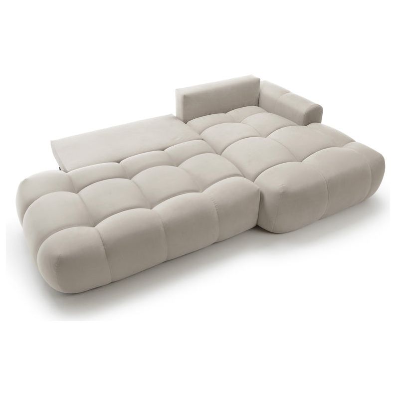 Kampinė sofa lova OMBO, dešinė, pilkai smėlio aksomas