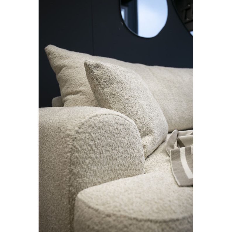 Kampinė sofa lova OVO, kairė, smėlio boucle