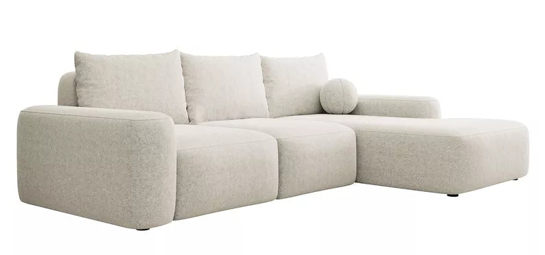 Kampinė sofa CARNOS, kreminės spalvos šenilas