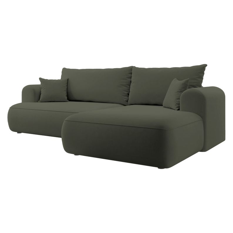 OVO corner sofa bed, right, olive velvet
