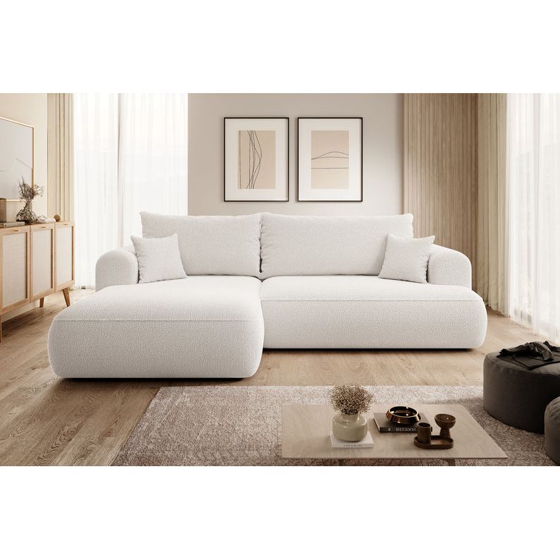 OVO Corner Sofa Bed, Left, Cream Boucle