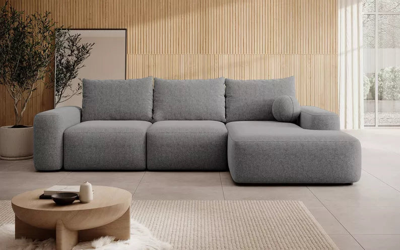 Kampinė sofa CARNOS, tamsiai pilkos spalvos