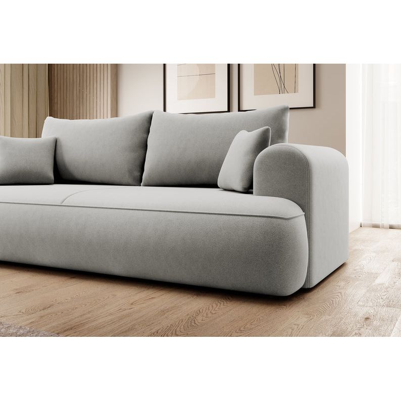 Trivietė Sofa OVO, su miegamąja funkcija, pilka spalva, aksomas