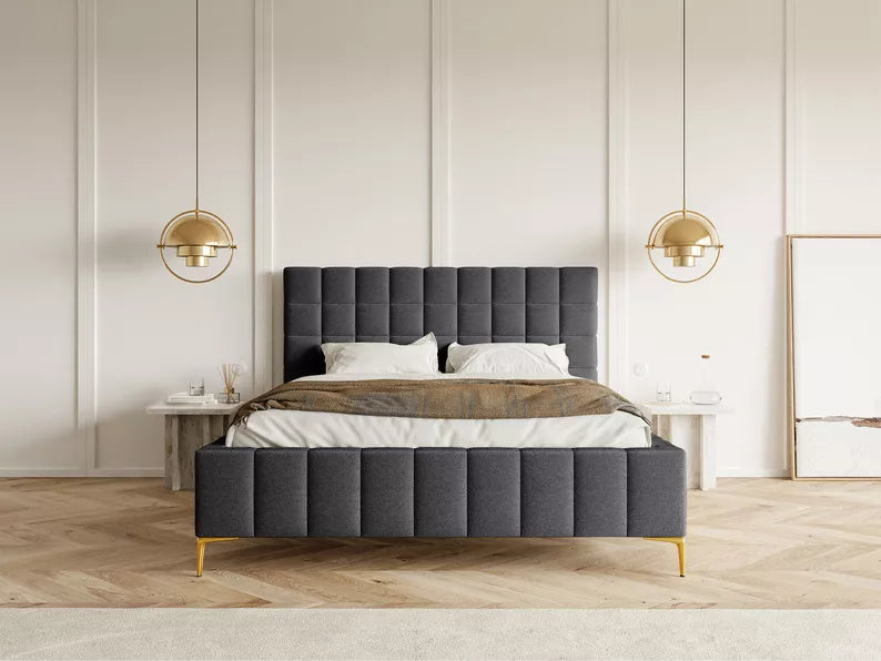 Bedroom bed AURI, dark grey