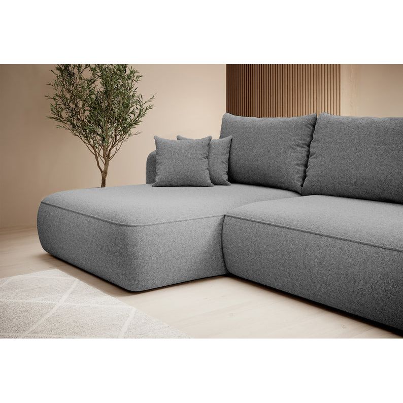 Kampinė sofa lova  FOGA, kairė pusė, pilka spalva