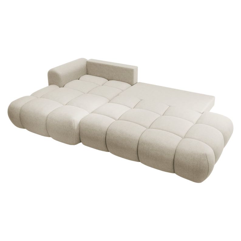 Kampinė sofa lova OMBO, kairė, pilkai smėlinis