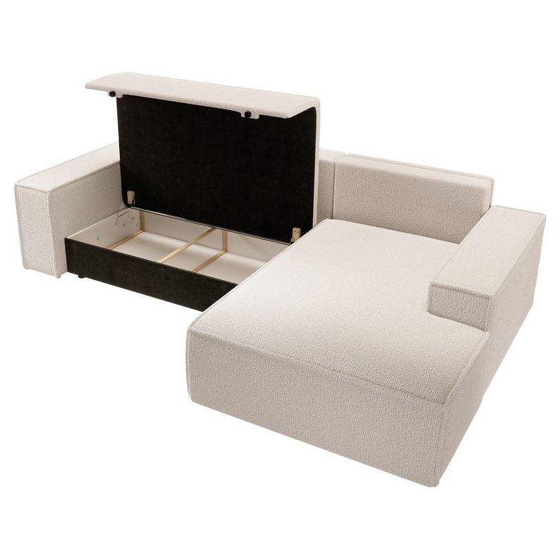 Kampinė sofa lova FERNANDO, dešinė pusė, smėlio, boucle
