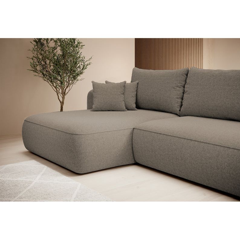 Kampinė sofa lova  FOGA, kairė pusė, ruda spalva