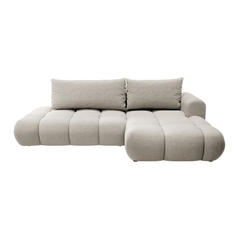 Kampinė sofa lova OMBO, dešinė, šviesiai pilkas