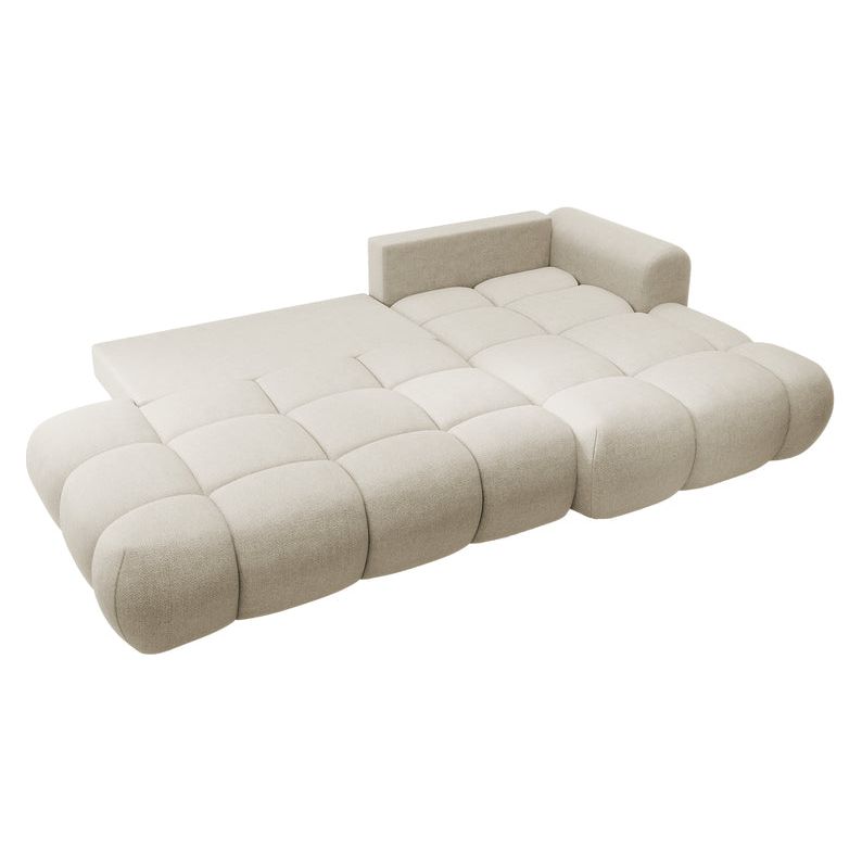 Kampinė sofa lova OMBO, dešinė, pilkai smėlinė