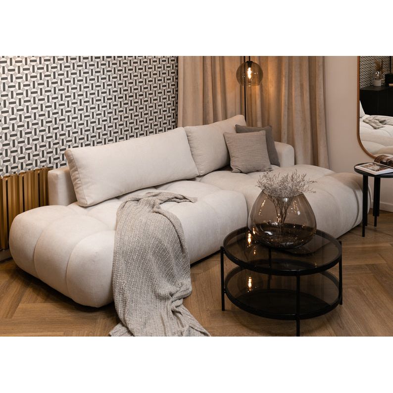 Kampinė sofa lova OMBO, dešinė, natūrali