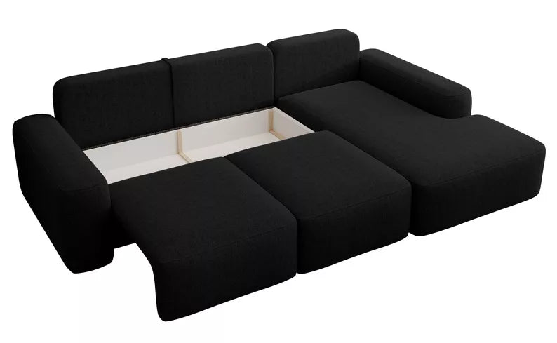 Kampinė sofa CARNOS, juodos spalvos šenilas