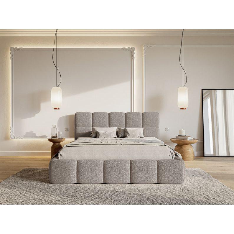 Miegamojo lova SOFTY, šviesiai pilkos spalvos