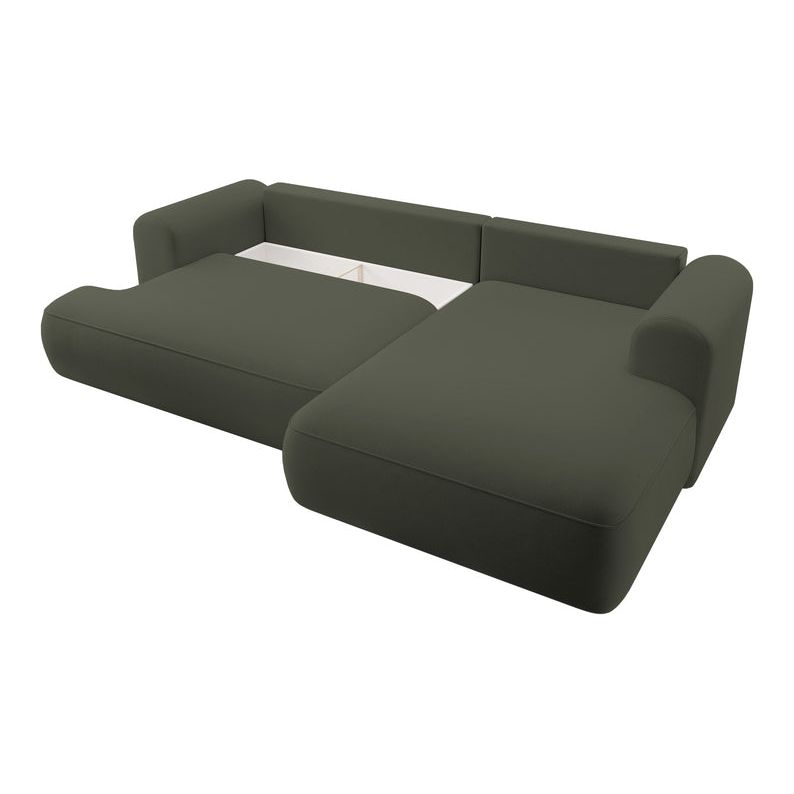 OVO corner sofa bed, right, olive velvet