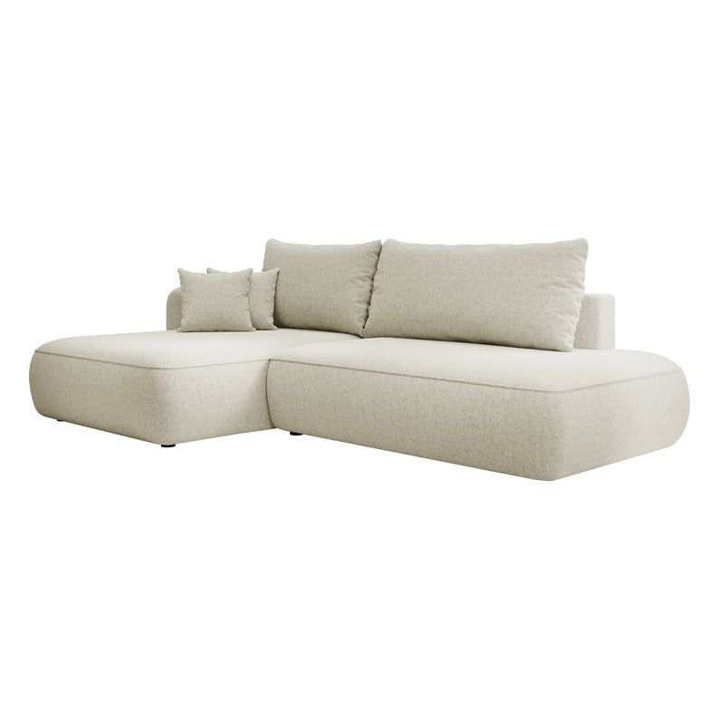 Kampinė sofa lova  FOGA, kairė pusė, šviesi smėlio spalva