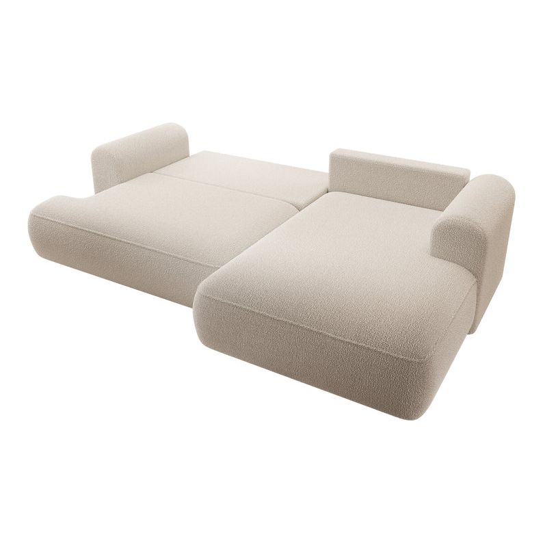Kampinė sofa lova OVO, dešinė, boucle smėlio