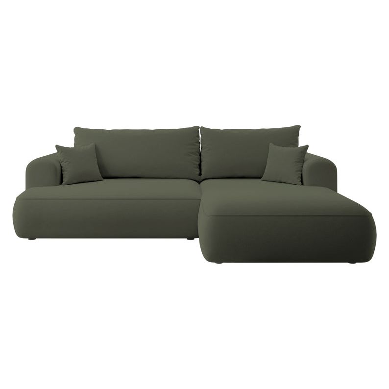 OVO corner sofa bed, right, olive velvet