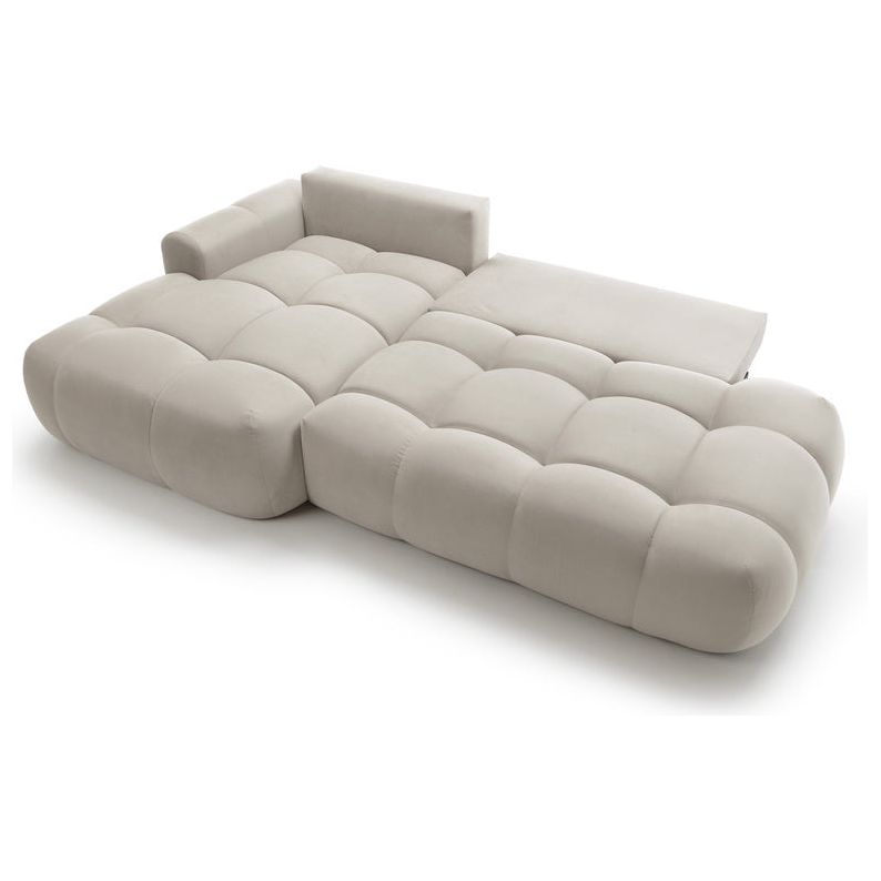 Kampinė sofa lova OMBO, kairė, pilkai smėlinis aksomas