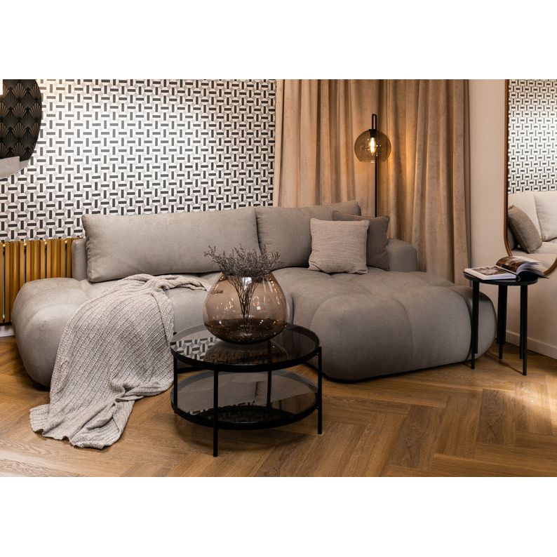 Kampinė sofa lova OMBO, dešinė, šviesiai pilkas