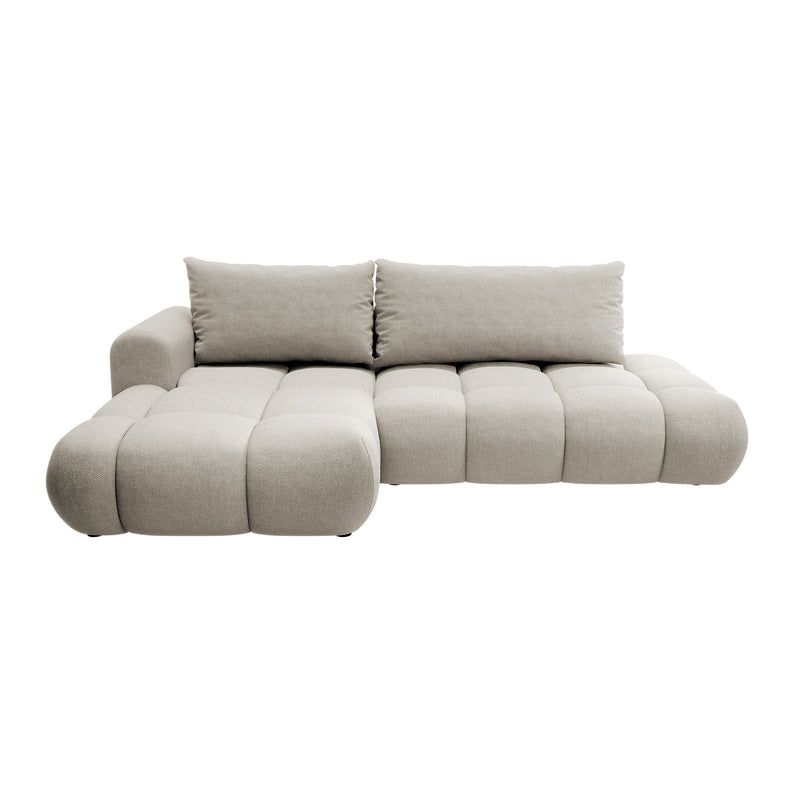 Kampinė sofa lova OMBO, kairė, šviesiai pilka