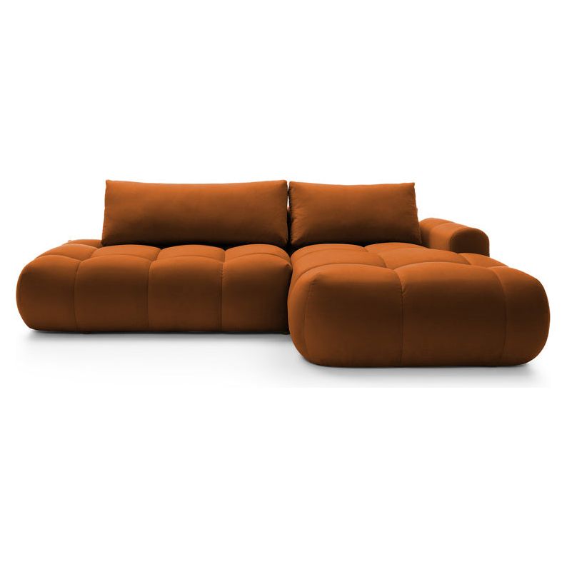 Kampinė sofa lova OMBO, dešinė, varinis aksomas