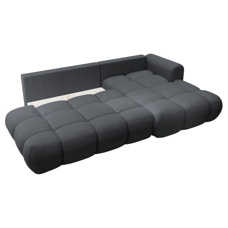 Kampinė sofa lova OMBO, dešinė, tamsiai pilka