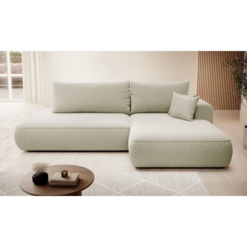 FOGA corner sofa bed, right-hand side, light beige