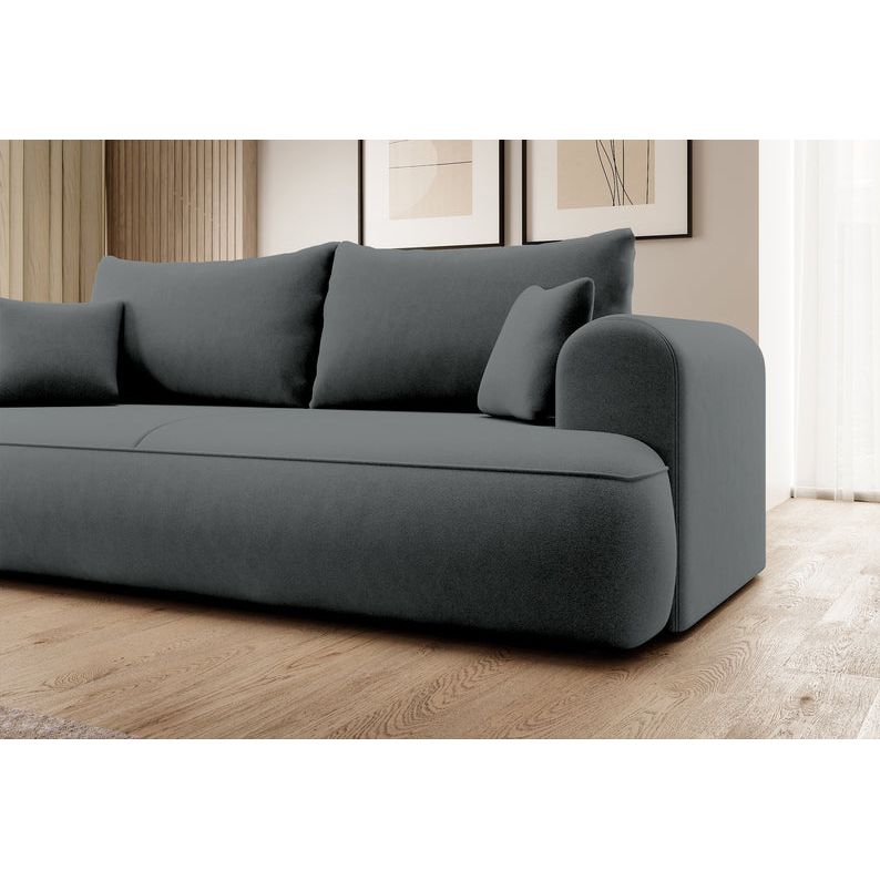 Sofa lova OVO, tamsiai pilkas aksomas