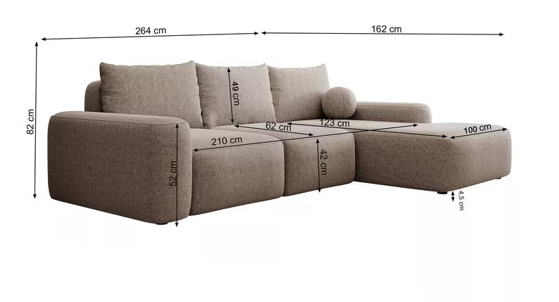 Kampinė sofa CARNOS, juodos spalvos šenilas