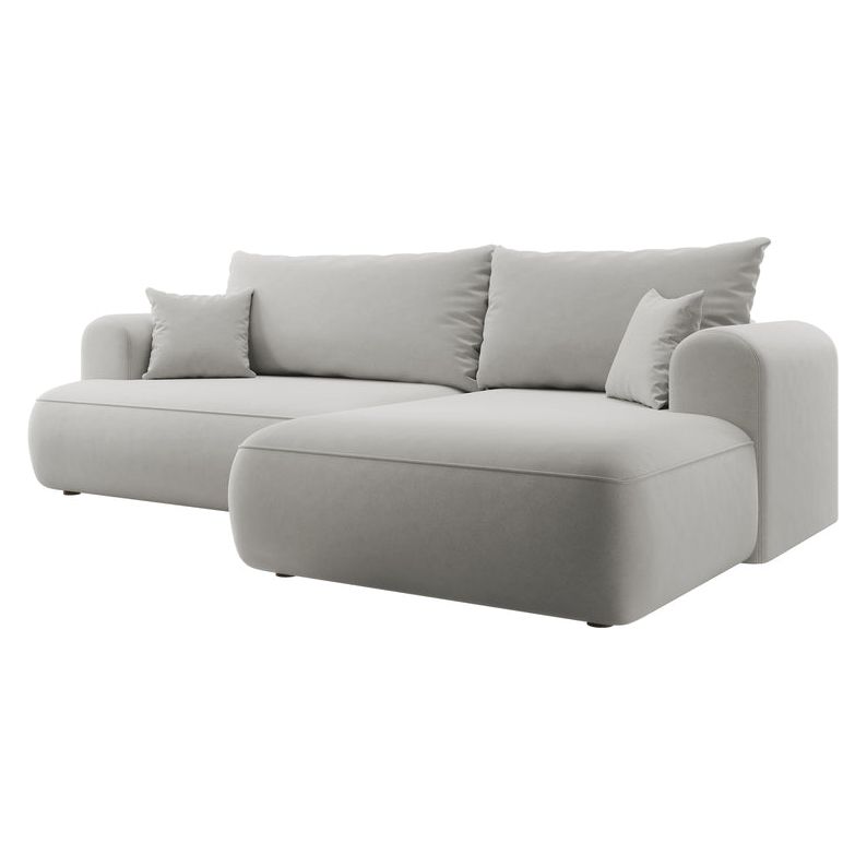 Kampinė sofa lova OVO, dešinė,pilkas aksomas