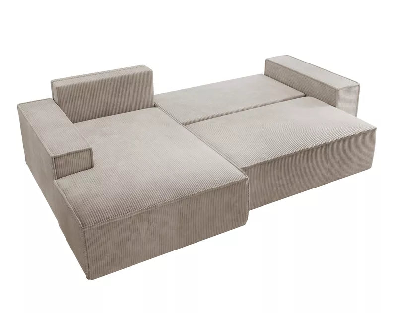 Kampinė sofa Fernando, štruksinis audinys, smėlinė spalva