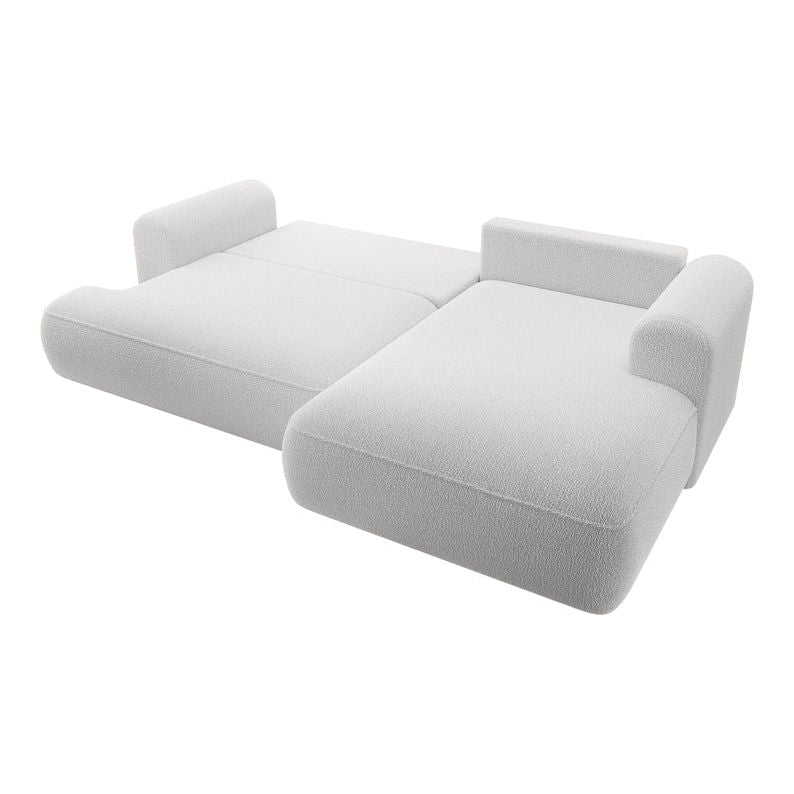 Corner sofa bed OVO, right, grey boucle