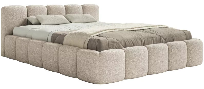 Miegamojo lova SOFTY LOW, šviesiai smėlinė boucle