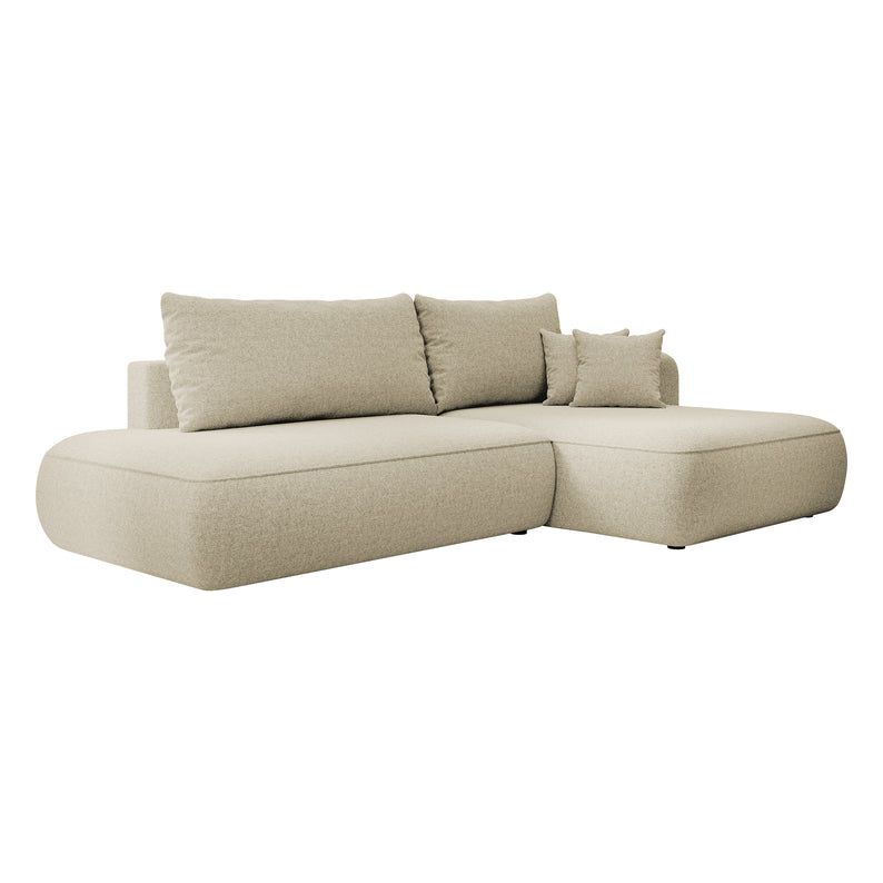 Kampinė sofa lova  FOGA, dešinė pusė, smėlio spalva
