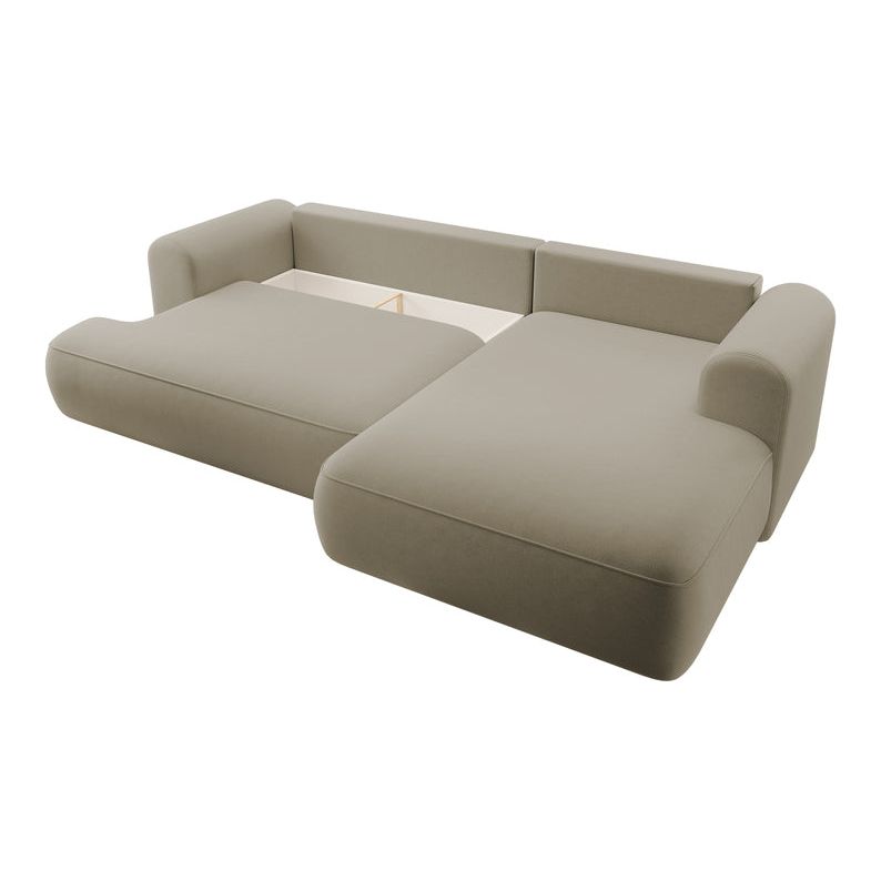 Kampinė sofa OVO, su miegamąja funkcija, dešinė pusė, aksomas