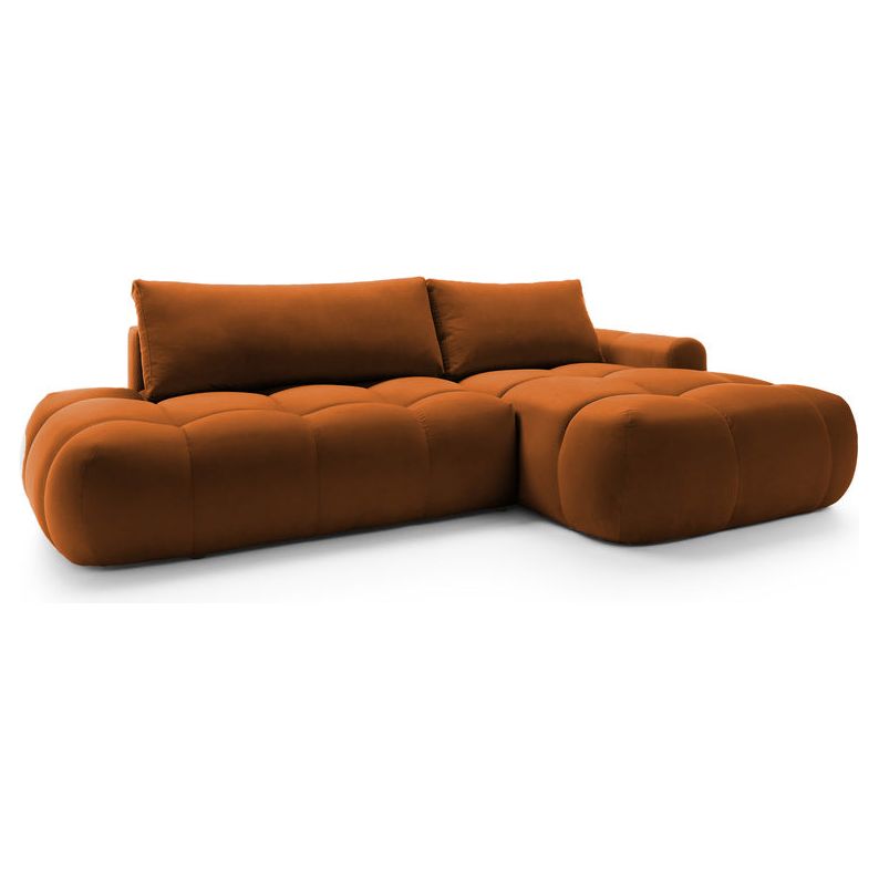 Kampinė sofa lova OMBO, dešinė, varinis aksomas