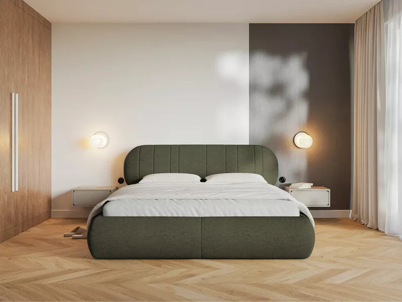 Bedroom bed ASMELO VERITA, olive color