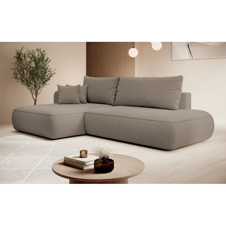 Kampinė sofa lova  FOGA, kairė pusė, ruda spalva